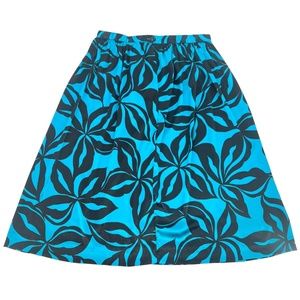 Vintage Campus Casuals of California Black Blue Floral A-line Midi Skirt Sz Med